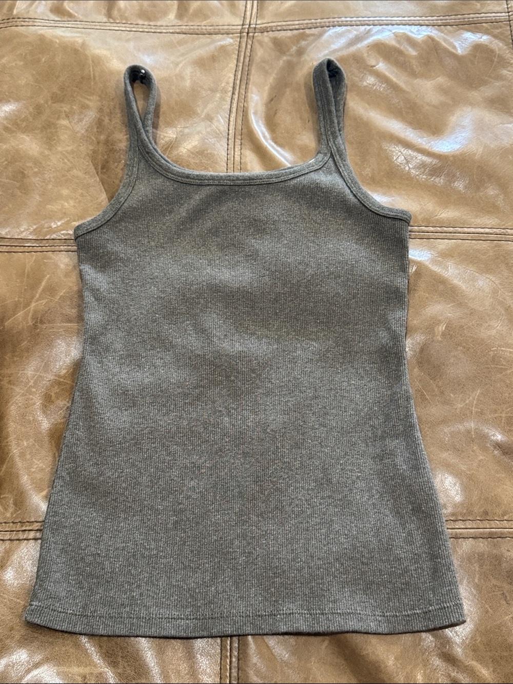 Buck Mason Olive-Taupe Heathered Ribbed Scoop Tank Small